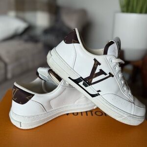 AUTHENTIC Louis Vuitton White and Brown Logo Sneakers